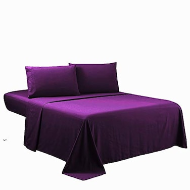 Sfoothome Purple King Sheets Set Hotel Luxury 4Piece Bed Set Extra Deep Pocket 1800 Series Bedding Set Wrinkle Fade Resistant Sheet Pillow Case Set King Purple