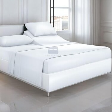 Cottingon Top Split King Sheets Set for Adjustable Bed 4 Piece Sleep Number Bed Sheets 100 Egyptian Cotton 16 Inch Deep 34 Split King White Solid