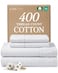 CGK Unlimited 100 Cotton Sheets King 4 Piece 400 Thread Count Smooth Sateen Sheet Set Long Staple Cotton Bed Set Ultra Soft Comfy Breathable 1 Flat 1 Fitted 2 Pillowcases with Deep Pockets White