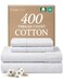 CGK Unlimited 100 Cotton Sheets King 4 Piece 400 Thread Count Smooth Sateen Sheet Set Long Staple Cotton Bed Set Ultra Soft Comfy Breathable 1 Flat 1 Fitted 2 Pillowcases with Deep Pockets White