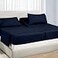 NON Sticky Split King Sheet Sets for Adjustable Beds Deep Pocket Twin XL Fitted Sheet Sets for Adjustable Bed Split King 100 Extra Long Staple Cotton Deep Pocket Sheets 1018 Inches Navy Blue Solid