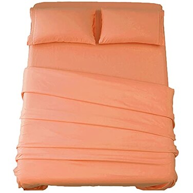 SONORO KATE Bed Sheet Set Super Soft Microfiber 1800 Series Luxury Egyptian Sheets 16Inch Deep PocketWrinkle and Hypoallergenic4 Piece Coral King