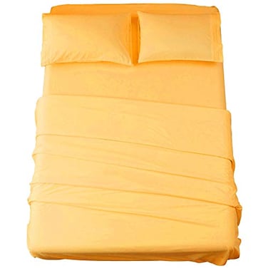 SONORO KATE Bed Sheet Set Super Soft Microfiber 1800 Series Luxury Egyptian Sheets 16Inch Deep PocketWrinkle and Hypoallergenic4 Piece Yellow Queen