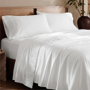 Bedsure Twin Sheets Set 3 Pieces Soft Twin Bed Sheets Breathable Cooling Hotel Luxury Easy Care Polyester Microfiber Bedding for Kids Women Men Bright White