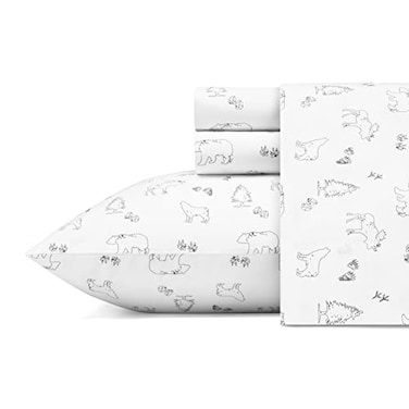 Eddie Bauer King Sheets Cotton Percale Bedding Set Crisp Cool Home Decor Animal Tracks King