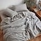 Sijo Stone Washed Organic French Linen Bed Sheet Set GOTS Best Cooling Linen Sheet Award by Sleep Foundation 4 Piece 2 Pillowcases 1 Fitted and 1 Flat Dove Queen