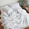 Sijo Stone Washed Organic French Linen Bed Sheet Set GOTS Best Cooling Linen Sheet Award by Sleep Foundation 4 Piece 2 Pillowcases 1 Fitted and 1 Flat Snow King