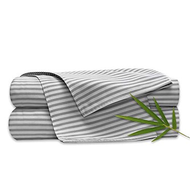 Pure Bamboo King Sheets Genuine 100 Organic Viscose Derived from Bamboo Bed Sheet Set Luxuriously Soft Cooling Double Stitching 2 Year Quality Promise King Stripes