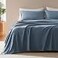 SLEEP ZONE Nanotex Super Soft Cooling Full Size Bed Sheets Set 4 Piece Easy Care Fitted Flat Sheet Pillowcase Sets Wrinkle Free Fade Resistant Deep Pocket 16 Flint Blue Full