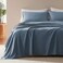 SLEEP ZONE Nanotex Super Soft Cooling Full Size Bed Sheets Set 4 Piece Easy Care Fitted Flat Sheet Pillowcase Sets Wrinkle Free Fade Resistant Deep Pocket 16 Flint Blue Full