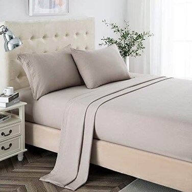 Lanest Housing Twin XL Sheet Set 2400 Thread Count Soft Deep Pocket Microfiber Sheets College Dorm Sheets 3 Pieces Taupe Bedding Sheet Pillowcases Sets