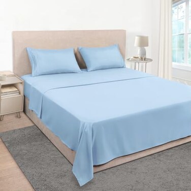 Mejoroom King Size Bed Sheet Set Hotel Luxury 1800 Bedding Sheets Pillowcases 16 Deep Pocket Fitted Sheet Soft Breathable Wrinkle Fade Resistant 4 PieceKing Light Blue