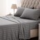 SLEEP ZONE Striped Cooling Sheets Set King Size Fitted Flat Sheet Pillowcase Sets 4 Piece Super Soft Stripe Bed Sheet Easy Care Deep Pocket Gull Grey King