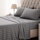SLEEP ZONE Striped Cooling Sheets Set King Size Fitted Flat Sheet Pillowcase Sets 4 Piece Super Soft Stripe Bed Sheet Easy Care Deep Pocket Gull Grey King