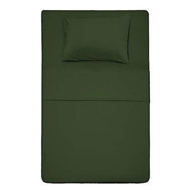 Best Season 3 Piece Bed Sheet Set Twin Size Olive Green 1 Flat Sheet1 Fitted Sheet and 1 Pillow Cases100 Brushed Microfiber 1800 Luxury BeddingDeep PocketsExtra Soft Fade Resistant