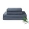 YnM Cooling Bed Sheet Set with 100 Percent Rayon Derived from Bamboo 500TC Fabric with 2 Pillowcases and Flat Sheet Deep Pocket Fit 19 SilkySoft Sweat Wicking 4 Piece King Blue Grey