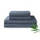 YnM Cooling Bed Sheet Set with 100 Percent Rayon Derived from Bamboo 500TC Fabric with 2 Pillowcases and Flat Sheet Deep Pocket Fit 19 SilkySoft Sweat Wicking 4 Piece King Blue Grey