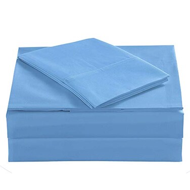 ELINEN Queen Size Percale Bed Sheets 200 Thread Count Cotton Polyester Blend Sheet SetWrinkle FreeBreathableCrisp Refreshing Feeling 60 Cotton 40 Polyester Cotton Rich Sheets 4 PCBlueQueen