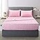 Lanest Housing SatinSilk Sheets King Size Bed Set Pink Soft Cooling Deep Pocket King Sheets Hypoallergenic Wrinkle and Fade Resistant Bedding Set Striped