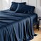 Bedsure California King Sheet Sets Cooling Sheets for Hot Sleepers Rayon Derived from Bamboo PureWoven Breathable Soft Deep Pocket Up to 16 Inches Hotel Luxury Silky Bedding Navy