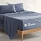 SLEEP ZONE Extra Deep Pocket 18 Twin Sheets Set for Kids 4 Piece Super Soft Bedding Sheets Fits Deep Mattress Flint Blue Queen