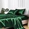 MR&HM MRHM Satin Bed Sheets Queen Size Sheets Set 4 Pcs Silky Bedding Set with 15 Inches Deep Pocket for Mattress Queen Dark Green
