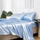 MR&HM MRHM Satin Bed Sheets King Size Sheets Set 4 Pcs Silky Bedding Set with 15 Inches Deep Pocket for Mattress King Light Blue