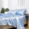 MR&HM MRHM Satin Bed Sheets King Size Sheets Set 4 Pcs Silky Bedding Set with 15 Inches Deep Pocket for Mattress King Light Blue