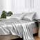 MR&HM MRHM Satin Bed Sheets King Size Sheets Set 4 Pcs Silky Bedding Set with 15 Inches Deep Pocket for Mattress King Silver Grey