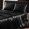 SiinvdaBZX 4Pcs Satin Sheet Set King Size Ultra Silky Soft Black Satin King Bed Sheets with Deep Pocket 1 Fitted Sheet 1 Flat Sheet 2 Envelope Closure Pillowcases