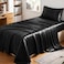 CozyLux Satin Sheets Twin Sheet Set Silky Soft Bedding Similar to Silk 3 Piece Sheets for Hair and Skin Deep Pocket with AllAround Elastic Home Decor for Bedroom Black