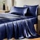 CozyLux Satin Sheets Queen Size Bed Set Silky Soft Bedding Similar to Silk 4 Piece Sheet Set for Hair and Skin Deep Pocket with AllAround Elastic Home Decor for Bedroom Navy