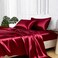 MR&HM MRHM Satin Bed Sheets Twin XL Size Sheets Set 3 Pcs Silky Bedding Set with 15 Inches Deep Pocket for Mattress Twin XL Burgundy