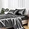 MR&HM MRHM Satin Bed Sheets California King Size Sheets Set 4 Pcs Silky Bedding Set with 15 Inches Deep Pocket for Mattress California King Dark Grey