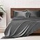 MR&HM MRHM Satin Bed Sheets King Size Sheets Set 6 Pcs Silky Bedding Set with 15 Inches Deep Pocket for Mattress King Dark Grey