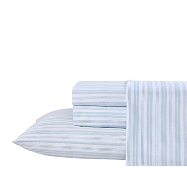 Laura Ashley King Sheet Set ButterySoft Bed Sheets with a Naturally Silky Smooth Cotton Sateen Lightweight Feel Matching Pillowcases Fitted Sheet Fern Blue