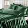 Ersmak 7 Pieces Satin Sheets Set King Size Luxury Silky Emerald Green Satin Bed Sheets Set with 1 Deep Pocket Fitted Sheet 1 Soft Flat Sheet 4 King Pillowcases and 1 Body Pillowcase