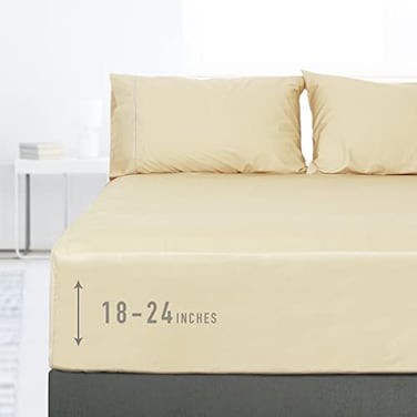 sunflower Extra Deep Pocket Queen Sheet Sets Fits 1824 in Deep Mattress 100 Cotton Queen Sheet Set Butter Cream Hotel Luxury Soft Breathable Sheet Sets for Queen Bed Deep Pocket