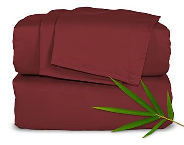 Pure Bamboo California King Sheets Genuine 100 Organic Viscose Derived from Bamboo Bed Sheet Set Soft Cooling Double Stitching 2 Year Quality Promise California King Merlot