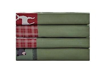 Sheets &amp; Sheets Beyond Cabin Printed Super Soft Cotton Touch Microfiber 4 Piece Bedroom Sheet Set King Size Forest
