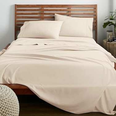 American Home Collection Full Size Sheet Set UltraSoft Microfiber 15Inch Deep Pocket Wrinkle Free and Fade Resistant Ivory