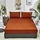 KAREVER Solid Rust Bed Sheet Set Burnt Orange 4 Pieces Bedding Sheet Set 1 Fitted Sheet 1 Flat Sheet with 2 Pillowcases Queen Size Women Men Bed Caramel Sheet Sets