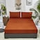 KAREVER Solid Rust Bed Sheet Set Burnt Orange 4 Pieces Bedding Sheet Set 1 Fitted Sheet 1 Flat Sheet with 2 Pillowcases Queen Size Women Men Bed Caramel Sheet Sets