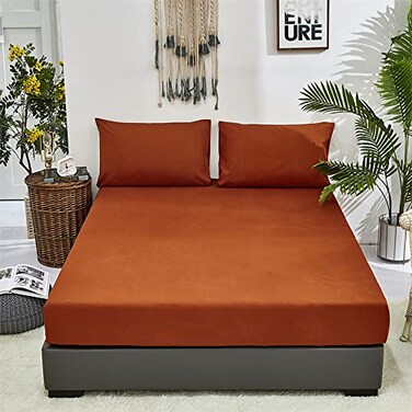 KAREVER Solid Rust Bed Sheet Set Burnt Orange 4 Pieces Bedding Sheet Set 1 Fitted Sheet 1 Flat Sheet with 2 Pillowcases Queen Size Women Men Bed Caramel Sheet Sets
