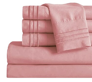 Mocassi King Sheet Set Luxury Hotel 1800 Premier Bedding Sheets Pillowcases Ultra Soft Breathable Cooling Bed Sheets Deep Pocket Wrinkle Resistant 6 Piece Set King Dusty Rose