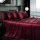 Manyshofu 7Pcs Burgundy Satin Sheets King Size Silky Satin Bed Sheets Set Luxurious Soft Bedding Set 1 Fitted Sheet 1 Flat Sheet 4 Pillowcases 1 Body Pillow case