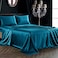 SiinvdaBZX 4Pcs Satin Sheet Set Full Size Ultra Silky Soft Teal Satin Full Bed Sheets with Deep Pocket 1 Fitted Sheet 1 Flat Sheet 2 Envelope Closure Pillowcases