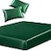 SiinvdaBZX 3Piece Set Satin Full Fitted Sheet 2 Pillowcase Emerald Green Silky Soft Fitted Bottom Sheet Wrinkle Free Fade Resistant Deep Pocket Bed Sheet Deep Up to 15