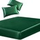 SiinvdaBZX 3Piece Set Satin Full Fitted Sheet 2 Pillowcase Emerald Green Silky Soft Fitted Bottom Sheet Wrinkle Free Fade Resistant Deep Pocket Bed Sheet Deep Up to 15