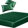 SiinvdaBZX 3Piece Set Satin Full Fitted Sheet 2 Pillowcase Emerald Green Silky Soft Fitted Bottom Sheet Wrinkle Free Fade Resistant Deep Pocket Bed Sheet Deep Up to 15